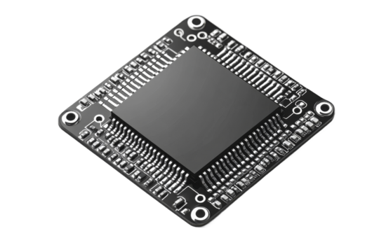 High tech microprocessor on a black circuit board