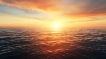 Fototapeta premium Tranquil Ocean Sunset with Vibrant Colors and Calm Water Reflection