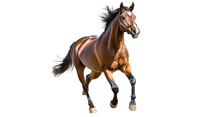 Obraz premium Beautiful brown horse running in the field