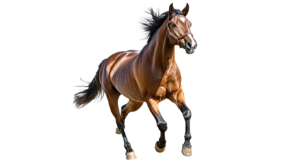 Beautiful brown horse running in the field