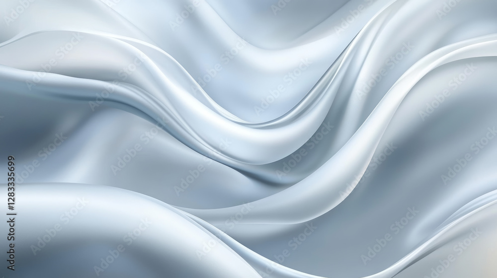 Poster silver silk fabric background with liquid ripples effect. realistic vector illustration of gray sati