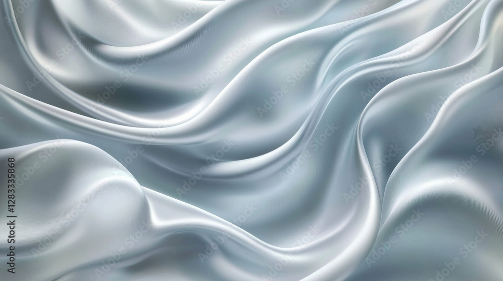 Poster silver silk fabric background with liquid ripples effect. realistic vector illustration of gray sati