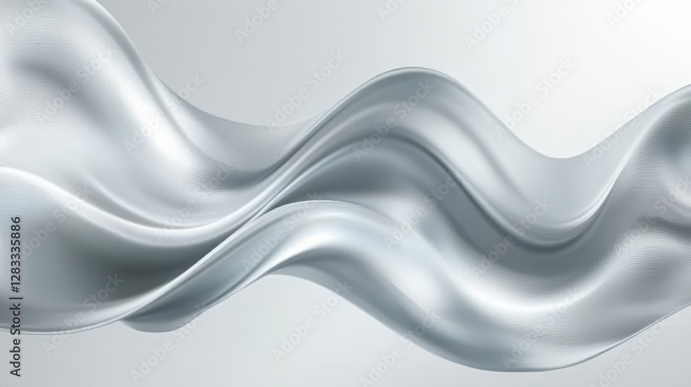 Poster silver silk fabric background with liquid ripples effect. realistic vector illustration of gray sati