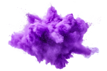 Colorful purple powder burst in mid air display
