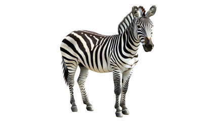 Fototapeta premium Zebra in natural pose on white background
