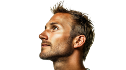 Man with stylish hair and thoughtful eyes