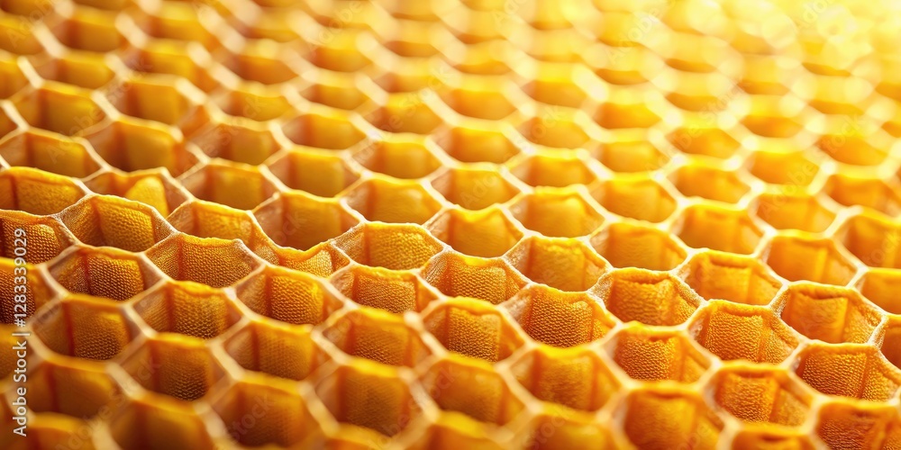 Aufkleber abstract yellow honeycomb background, showcasing a close-up texture and dynamic, moving pattern perf