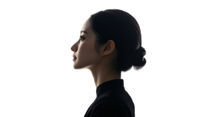 Profile of a woman on a bright backdrop