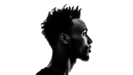 Mans silhouette on white background