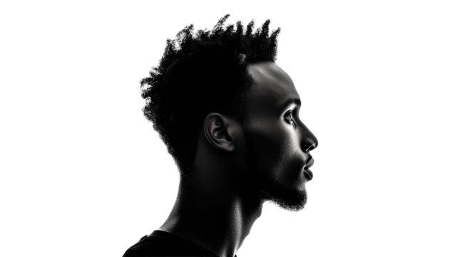 Mans silhouette on white background