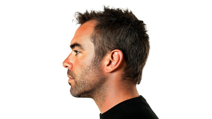 Fototapeta premium Profile view of a man with stylish hair