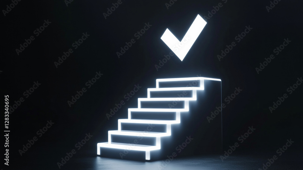 Poster a staircase with a check mark on the top of it