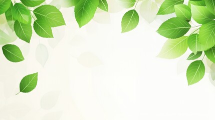 Green Leaves on White Background: Spring Nature Scene