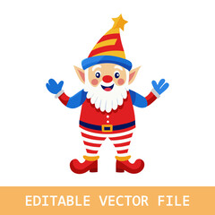 Cute July 4th gnome - hand drawn modern dwarf illustration.