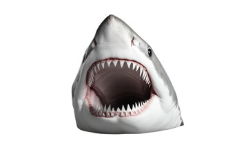 Fototapeta premium Great white shark with open mouth showing teeth, cut out