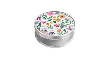 Colorful floral tin container