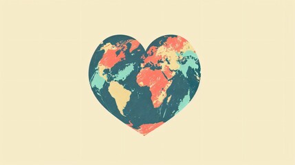 Illustration of Planet Earth with Heart-Shaped Landmasses