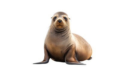 Cute seal relaxing on a white background