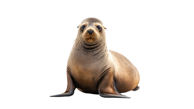 Cute seal relaxing on a white background