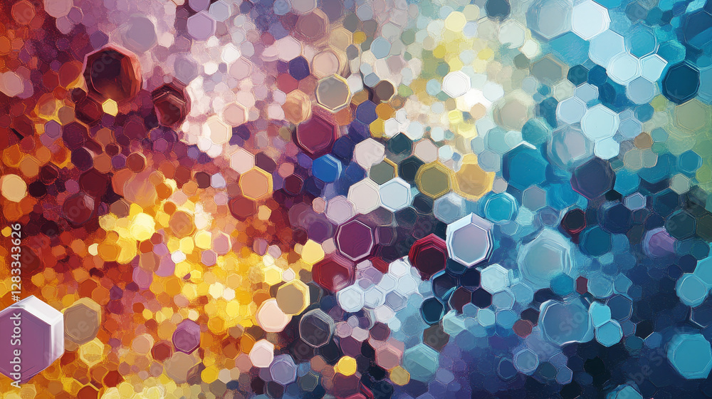 Poster abstract background with color hexagons, design with perspective effect