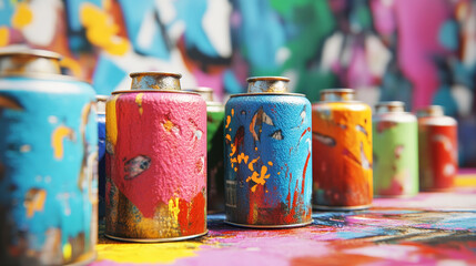 Concept of colorful spray cans.3d illustration