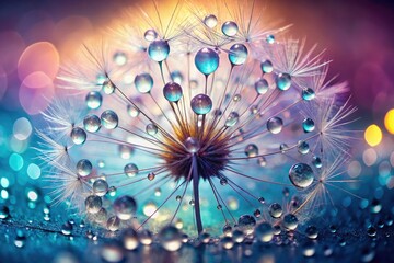 Artistic drone shot: a pastel dandelion's close-up macro, creating a whimsical wallpaper.