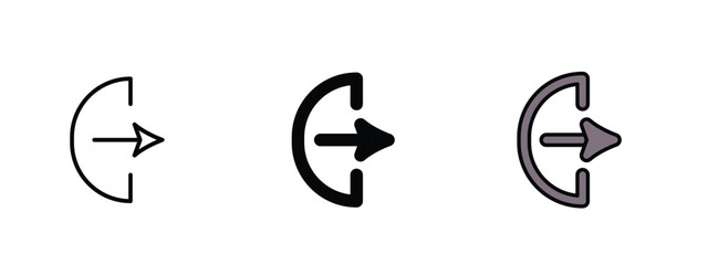 Set of 3 pixel perfect Sign out icon with 1 unexpanded, 1 silhouette, a simple and clear icon representing logging out or signing out.