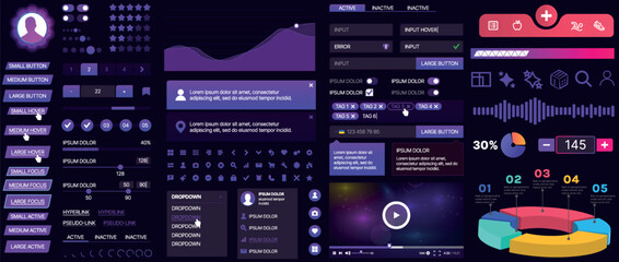 A set of UI components for mobile apps and websites. Includes buttons, panels, menus, sliders, and charts. Modern design for easy interaction, data management, and automation.