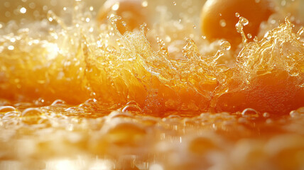 A splash of orange liquid is on the ground