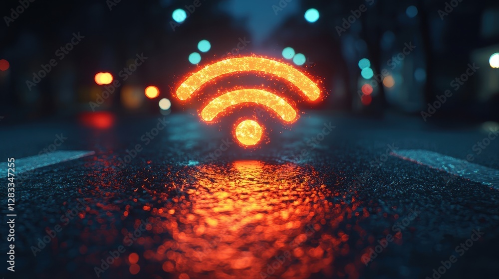 Poster iconic wi-fi connection symbol representing digital connectivity and access to wireless internet in 