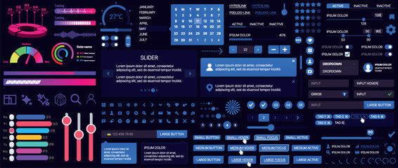 A set of UI components for mobile apps and websites. Includes buttons, panels, menus, sliders, and charts. Modern design for easy interaction, data management, and automation.