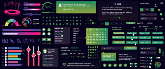 A set of UI components for mobile apps and websites. Includes buttons, panels, menus, sliders, and charts. Modern design for easy interaction, data management, and automation.