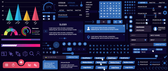 A set of UI components for mobile apps and websites. Includes buttons, panels, menus, sliders, and charts. Modern design for easy interaction, data management, and automation.