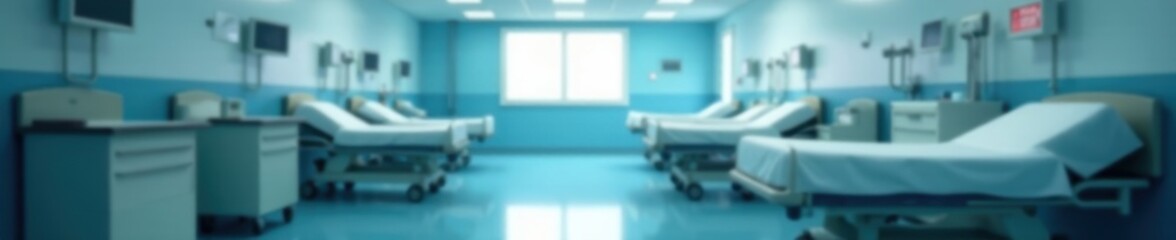 Abstract hospital setting, defocused equipment and beds, generic, bokeh, bed