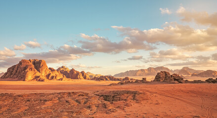 Red Mars like landscape in Wadi Rum desert, Jordan, this location was used as set for many science fiction movies