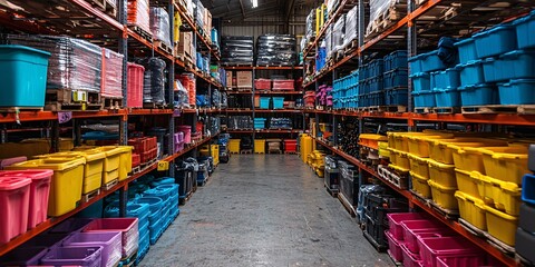 colorful storage solutions in a warehouse aisle