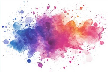 Vibrant pink and blue watercolor splash on paper. AI image