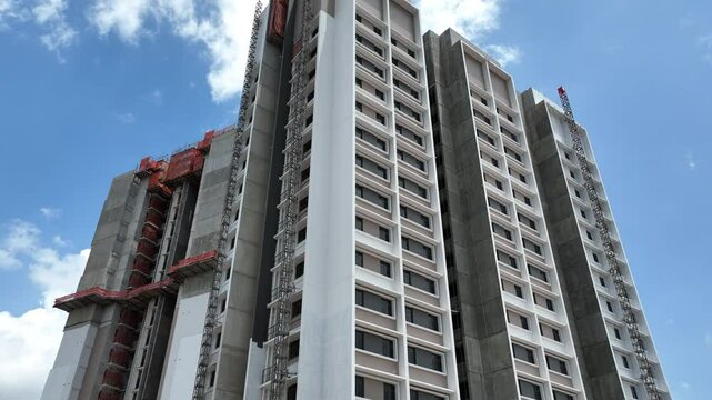 Residential public high rise HDB building under construction in Singapore - Feb 2025