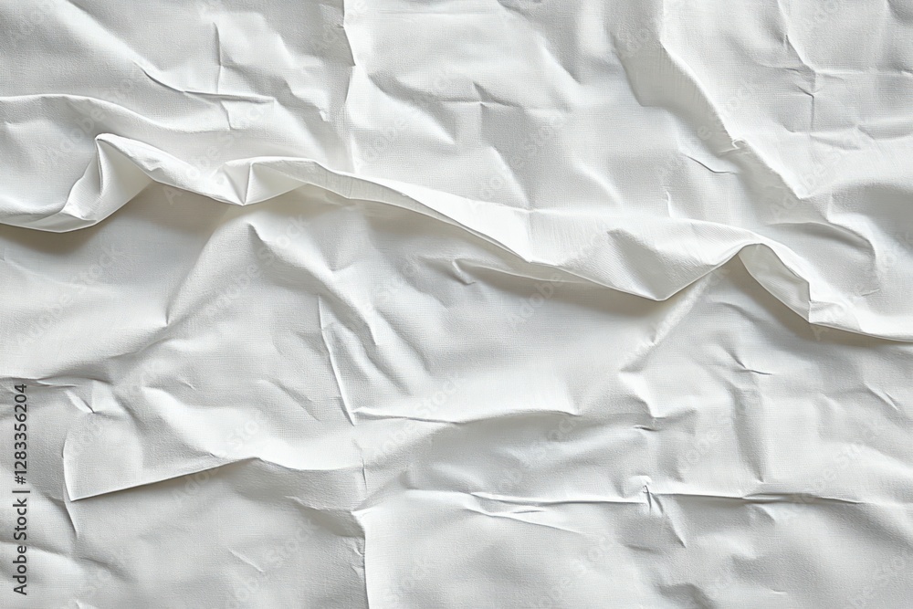 Fototapete crumpled white paper texture background with fold lines and creases in minimalistic style