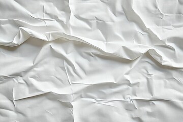 Crumpled White Paper Texture Background with Fold Lines and Creases in Minimalistic Style