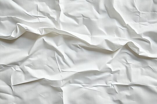 Crumpled White Paper Texture Background with Fold Lines and Creases in Minimalistic Style