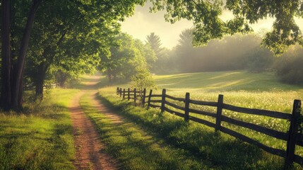 Obraz premium Serene Countryside Path at Dawn