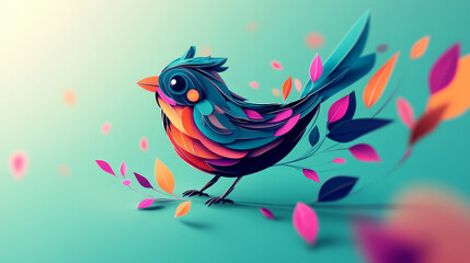 Obraz premium Template of brochure with stylized decorative ornamental twitter bird