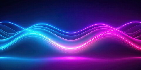 Fototapeta premium Gradient Waves in Electric Blue and Purple , neon lights, colorful waves, neon lights