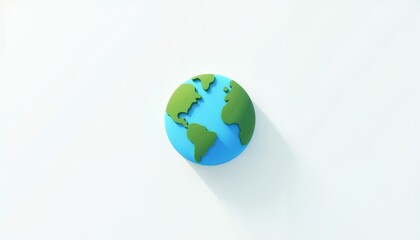 Fototapeta premium 3D model of Earth with green continents and blue oceans on light background representing global concept with copy space