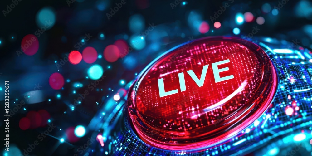 Aufkleber Red button with the word live written on it