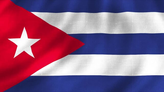 Cuba country flag with waving fabric texture. 4k quality country flag animation