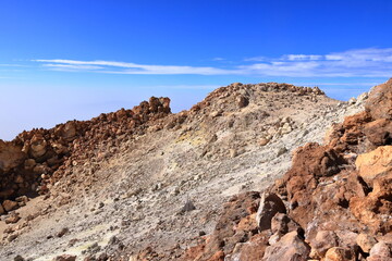 the stones and lava at the crater of Mount Teide, Tenerife, Canary Islands, Spain