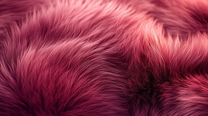 Fototapeta premium A close-up of plush fur transitioning from deep burgundy to soft rose pink, arranged in smooth, flowing patterns, delicate fine strands illuminated softly under warm diffused light,