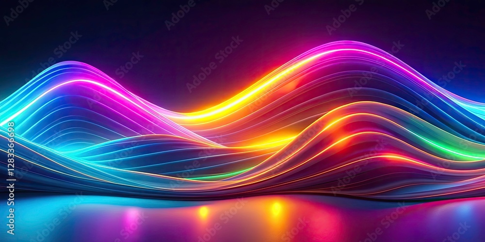 Aufkleber geometric neon patterns pulse with glowing energy, creating a vibrant, abstract synthwave backdrop r